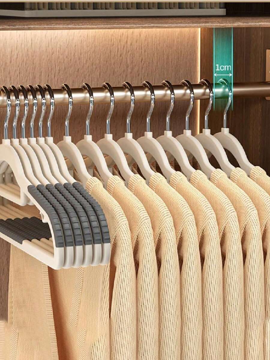 10 Pack rutschfeste Kleiderbügel mit Schulterpads - Schwerlast-Design, hochwertig, platzsparend, stabile Plastikkleiderbügel. langanhaltend und geeignet zum Trocknen, Aufbewahren und Organisieren von Kleidung in Schlafzimmern, Badezimmern und anderen Wohnbereichen.