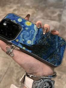 梵高《星夜》设计手机壳，适用于苹果 7/8 Plus/X/XR，兼容苹果 11/12/13 Pro 和 14/15 Max - 日常旅行、摄影、时尚、送给朋友、家人、男友或女友的完美礼物 - IMD 材质 - 黑色款 - 彩色 - 查看 2