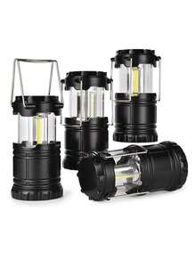 4pcs Battery Powered LED Lights, Portable Survival Battery Powered Lights, Camping Lanterns, Suitable For Hurricane, Emergency, Storms, Power Outage, Foldable Outdoor Lights, Outdoor Garden Lighting, Suitable For Pathways, Yards, Patios - Black - View 9