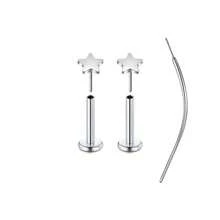 3件套无螺纹鼻钉，镶嵌立方氧化锆，男女通用，不锈钢材质，唇钉，扁平按压式耳环，立方氧化锆鼻环，适用于鼻部、耳垂、耳软骨穿孔，低致敏性，20G，附赠锥形工具 - 銀色 - 查看 39