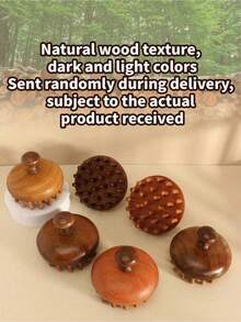 1 chiếc bàn chải massage đĩa gỗ - Máy massage da đầu phù hợp với tóc thường, lược tạo kiểu đa năng để chăm sóc tóc và massage kinh lạc toàn thân, di động và làm quà tặng lý tưởng - Xem 6