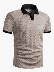 Camisa polo de manga corta con ajuste delgado y ribete de contraste, para verano