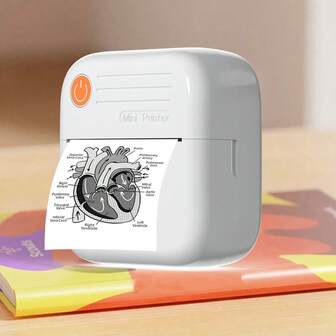 Impresora inalámbrica mini, impresora térmica portátil sin tinta, recargable por USB, mini impresora de bolsillo para cuadernos, diarios, scrapbooks, viajes, notas, listas, memos, hogar y oficina
