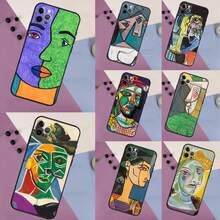 Custodia per telefono con dipinto d'arte astratta di Picasso, compatibile con 16, 15, 14, 13, 12, 11 Pro Max, 12, 13 Mini, XR, 16e, 15, 16 Plus, copertura completa, compatibile con custodia per iPhone 17, custodia per iPhone 17 Pro, custodia per iPhone 17 Pro Max