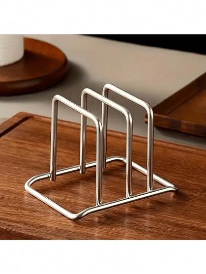 1 Estante organizador de cocina de acero inoxidable de alta resistencia de 1 nivel - Estante en forma de A de alta resistencia para tablas de cortar, tapas de ollas, bandejas | Estante de almacenamiento resistente a la oxidación para encimera, organizador de gabinete ahorrador de espacio, ideal para cocinas pequeñas (superficie pulida, patas resistentes, duradero y a prueba de óxido, opciones de color negro y grano de madera natural, solución de almacenamiento multiusos)