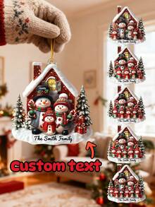 1件定制雪人家庭亚克力挂饰 - 个性化圣诞节/生日礼物，送给妈妈、爸爸、兄弟姐妹 - 充满爱意，可定制家庭姓氏，圣诞树装饰，雪人家庭圣诞礼物，个性化礼物，定制圣诞礼物 - 彩色 - 查看 1