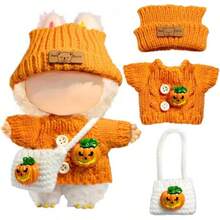 Halloween Clothes  17Cm 3Piece Crochet Pumpkin Sweater Hat Bag Sleeping Bag Bed Set - 1 - 查看 2