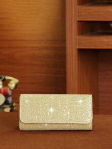 LETODE Glitter Elegant Envelope Clutch Clutch Women Evening Bridal Wedding Purse For Women Prom With Detachable Metal Chain For Wedding And Party Clutch For Ladies Bag Versatile Handheld Bag Cocktail Party Wedding New Wallet Banquet Bag - Gold - View 2