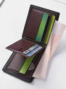 GXEA New Men's Ultra-Thin Multi Slot Three Fold Leather Wallet Card Bag, Fashionable And Simple Coin Wallet, Outdoor Travel Portable Wallet - Multicolor - View 2