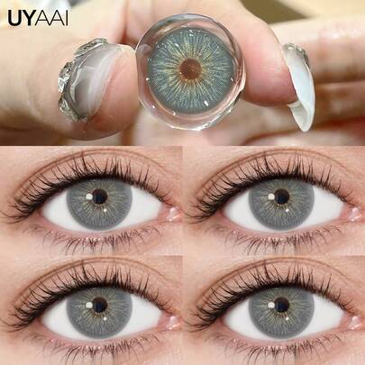  1 Pair UYAAI Colored Contact Lenses, Annual Disposable, Natural Enlargement, Fashionable Beautifying, Suitable For Daily Wear, Parties Or Cosplay