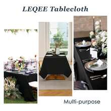 Black Tablecloths,6 Pack 90 * 156inch Stain And Wrinkle Resistant Polyester Black Rectangle Tablecloth,Decorative Fabric Table Cover For Party,Wedding,Kitchen,Dinning - Multicolor 774 - View 5
