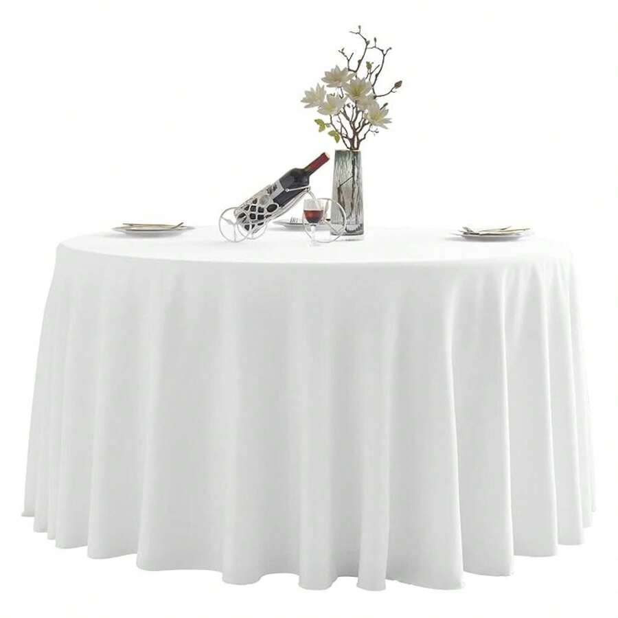 Round Tablecloth,6 Pack 132inch Stain And Wrinkle Resistant Polyester Table Cloth,Decorative Fabric Table Cover For Kitchen,Dinning,Party,Wedding RoundWhite - Multicolor 759 - View 1