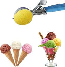 Cuchara práctica de acero inoxidable para helado de frutas con mango de plástico (5,7 cm) - Azul - Ver 1