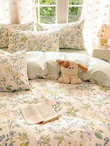 三件套花卉图案床上用品，包含 2 个枕套 + 1 个被套，打造温馨卧室 - 彩色 - 查看 5