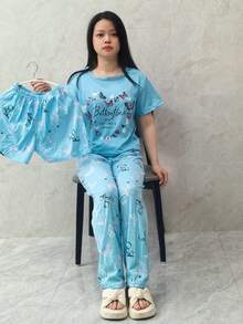 Conjunto de pijama de tres piezas para mujer Conjunto de pijama de mujer - Verde militar - Ver 4