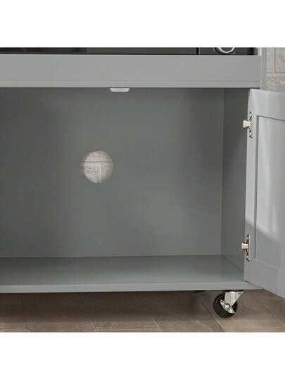 SoBuy Sideboard On Wheels Kitchen Trolley Microwave Cabinet Storage Dresser Approx. 88.5 89 40 Cm FSB78 view 4