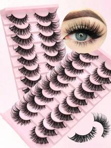 10 Pairs Lashes Cat Eye, D Curl, Artificial Mink Eyelashes Fluffy And Lively   Lengthen The Tail Of The Eye To Optimize The Shape The Eye, Suitable For Weddings, Halloween, Christmas, Easily Hold Different Holiday Makeup! - 貓精靈睫毛 - 查看 4