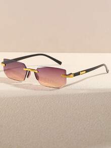 1 Pair Square Frameless Men's Everyday Versatile Fashion Glasses For Travel, Cycling, Fishing, Beach - Multicolor - View 7