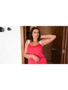 Pijama Mono Tirantes De Encaje Ligera Fresca Elegante Mujer Confortable y Suave Para Dormir Moda Verano - Rosa rosa - Ver 4