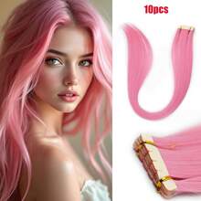 Mini Tape In Synthetic Hair Extensions 24 Inch 10pcs Straight Invisible Adhesive Colored Tape In Hair Extension For Halloween Cosplay Dress Up Fashion Party Christmas New Year Gift - Multicolor - View 3