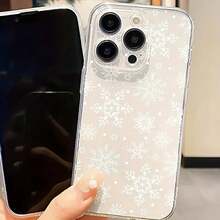 Funda creativa para teléfono, carcasa transparente con patrón de copo de nieve, funda de TPU a prueba de golpes de cobertura total compatible con Apple  6/7/8/X/Xs/Xr/Xs Max/11/12/13/14/15/16 Pro Max. Funda suave a prueba de golpes para chicas y mujeres - 1 pieza - Ver 2