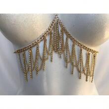 1 Piece Sexy Sequin Fringe Waist Chain Metal Inlaid Diamond Ladies Body Chain - 款2金色 - 查看 6