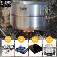 Compact Camping Pot Backpack Mess Kit 18/8 Stainless Steel Camping Pot And Pan Cooking Set Lightweight Camping Cup With Folding Camping Silverware Set For Outdoor Camping Hiking Picnicgift - 不鏽鋼素色 - 查看 4