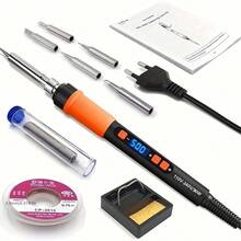 ILIBILIB HX5 90W Professional Soldering Iron 110V-240V With Sleep Mode, LCD Display & Precise Temperature Control (180-500°C, ±1°C) - Includes 5 Interchangeable Tips, 18g Solder Wire, Stand, Sponge & Solder Wick