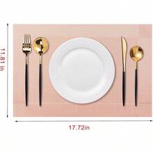 Washable Vinyl Placemats Set Of 4 For Indoor/Outdoor Use - B-four-corner-peachpink - View 6
