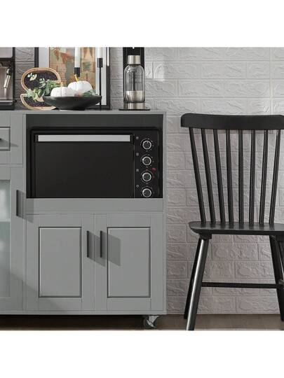 SoBuy Sideboard On Wheels Kitchen Trolley Microwave Cabinet Storage Dresser Approx. 88.5 89 40 Cm FSB78 view 9