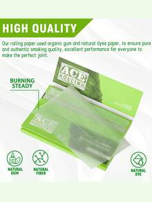 2000 张/50 册 - 卷烟纸 11/4 卷烟纸 - 绿色未漂白卷烟纸 - 天然阿拉伯胶卷烟纸 - 44*78 毫米绿色卷烟纸 - 经典超薄卷烟纸燃烧顺畅。 - 綠色 - 查看 6