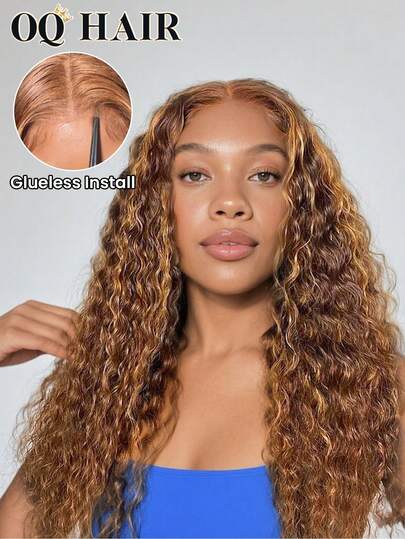 OQ 6x4 Lace Front Wig, No Glue Needed, Instant Wear, Water Wave High Lights, 180% Density, 16-30 Inches, Pre-Plucked Hairline, Piano Color Human Hair, Natural Hairline, Human Hair Wig, Instant Wear, No Glue Wig, Human Hair, Free Gift, Free Shipping, Halloween Costume, Human Hair Wig, Halloween Travel Essential, Y2K Style, Fashionable, Holiday Vacation For Women