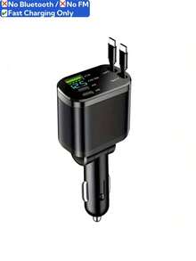 YITUMU Cargador de coche retráctil de 66W con pantalla digital, cargador de teléfono de coche rápido 5 en 1 con puertos PD duales, 2 cables retráctiles y puerto USB - regalo inteligente para conductores, accesorio de coche práctico para Navidad y Año Nuevo