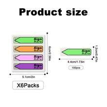 6 包贴纸在此签名标签、在此签名标志便签首字母标签，带分配器箭头标签，易于张贴于办公室学校公证簿（浅绿色 1） - 彩色 - 查看 3