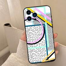 Custodia cover compatibile con 16, 15, 13, 11, 12, 14 Pro Max Mini 7 8 Plus X XS Max XR, con grafica astratta in stile pop art anni '80, bumper cover compatibile con 17, 17 Pro, 17 Pro Max - DFH1044 - Visualizzare 7