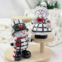 1 Set de decoración de pareja de muñecos de nieve, adecuado para chimenea, alféizar de ventana, decoración del hogar en días festivos y ambiente festivo
