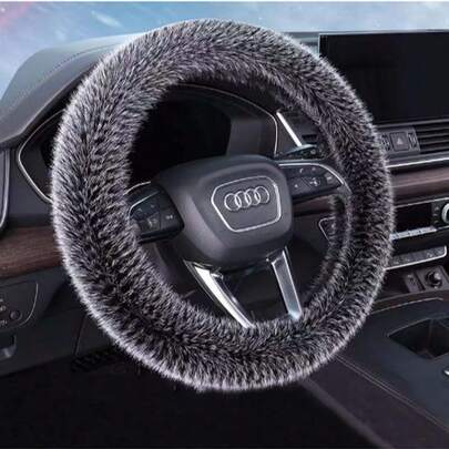 Funda universal para volante de coche de invierno, de material de felpa y polar para mantener el calor y la comodidad, transpirable y antideslizante, se ajusta a la mayoría de volantes de tamaño estándar, accesorio interior suave y esponjoso para conducción en clima frío, fácil de instalar