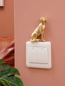 1件树脂复古豹子蹲姿摆件，适用于书房、门厅、办公室、酒店装饰