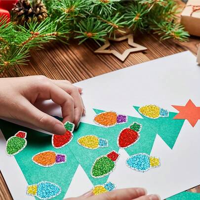 500 piezas Rollo de pegatinas con brillo con confeti brillante y cápsulas multicolor (Rojo/Amarillo Verde/Verde/Morado) - Recuerdos de fiesta, etiquetas para scrapbook, envoltorios de regalo, diarios, planificadores - Paquete a granel para manualidades y suministros