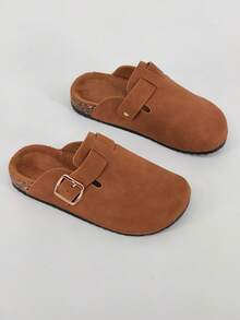 2025 Spring Women's Thick Sole Slip-On Mule Sandals, Metal Buckle Decor, Retro Style, Casual Slip-On Loafers, Durable Slippers - Gold - View 4