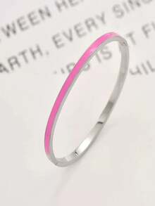 1条彩色珐琅手链，3毫米纤细不锈钢简约浪漫女士手链，永不褪色 - 3mm銀色 - 查看 13