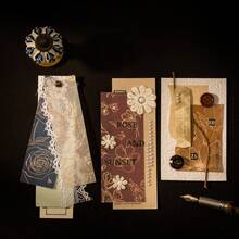 Tomato-jam Girl 1包8张各种金色烫印花朵图案纸，复古风格设计，个性化剪贴簿美学，垃圾日记DIY拼贴卡片材料，手工制作，办公及学校用品 - 彩色 - 查看 8