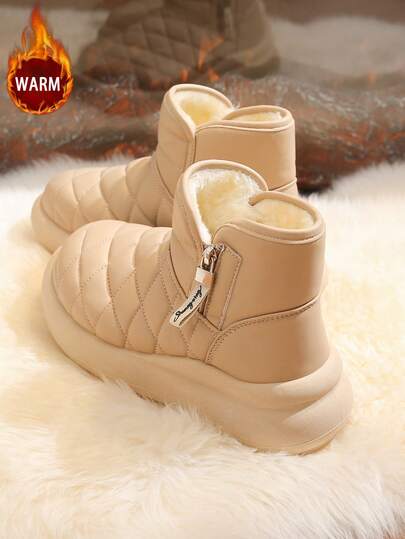 1 Pair Women's High-Quality Winter Winter Shoes, Multi-Functional Fashion Casual Thick Fur Lining High-Top Snow Boots, Thick Sole Outdoor Sports Casual Shoes For Daily Wear