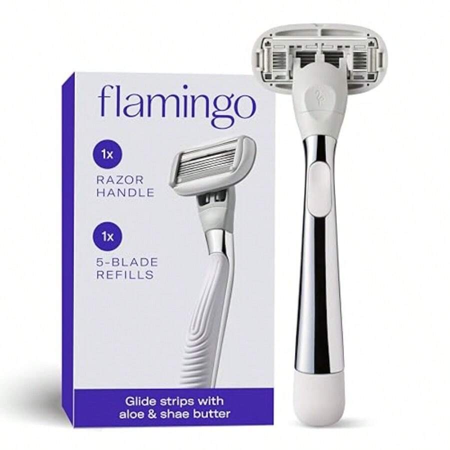 Flamingo Razors For Women 1 Razor Polished Chrome Handle And 1 Razor Blade Refill - 如圖 - 查看 1