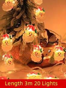 1 Set Christmas String Lights/Suction Cup Lights, Hanging Snowman Santa Claus Christmas Tree Decorative Lights, Window Display Decor, Holiday Celebration, Camping Atmosphere Lighting