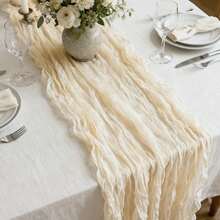 1条/6条/10条装雪纺桌旗，浪漫波西米亚风薄纱褶皱桌旗，适合春夏新娘送礼会、婚礼派对、花园小屋装饰、生日派对、宴会、高端晚宴及各种节日庆典——礼品、海滩、返校季、学习用品 - 彩色 - 查看 8