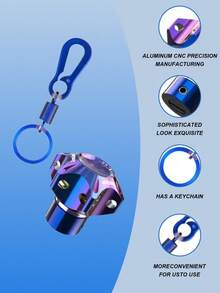 2个钛阳极氧化摩托车钥匙帽 - 蓝黑渐变色，钛合金钥匙套带登山扣，通用型，适用于电动滑板车、Niu、Vespa、定制摩托车，个性化通用替换钥匙头（钛表面处理）