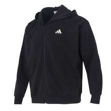 Adidas Men's/Women's Unisex Knit Fleece-Lined Hooded Jacket, ADI BB FZ HOODY, Loose Fit, Polyester Fabric, Black, KB3064 - Black - View 1