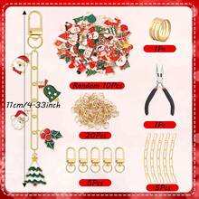 42/62 piezas Kit de fabricación de llaveros de Navidad DIY, Llaveros personalizados DIY para mujeres, Fabricación de joyas artesanales, Incluye colgantes de aleación de zinc al azar, Llaveros, Cadenas de extensión, Anillas y alicates de joyería, Accesorios de joyería DIY creativos, Adecuado para regalos navideños