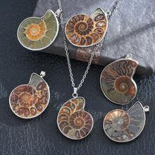 قلادة طبيعية من الصدف البحري، مجوهرات من الأحجار الأصلية للرجال والنساء، قلادة حجر بحري، هدية فريدة بطراز شاطئي - حجر المحارة - مشاهدة 1